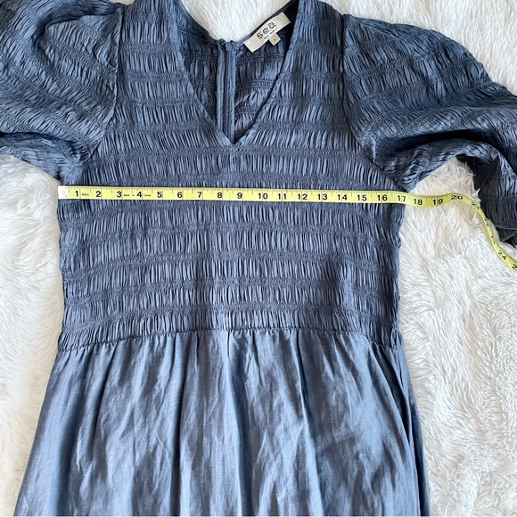 Sea New York Maxi Dress Smocked Tiered Puff Balloon Sleeve Barbiecore Balletcore - Picture 10 of 13